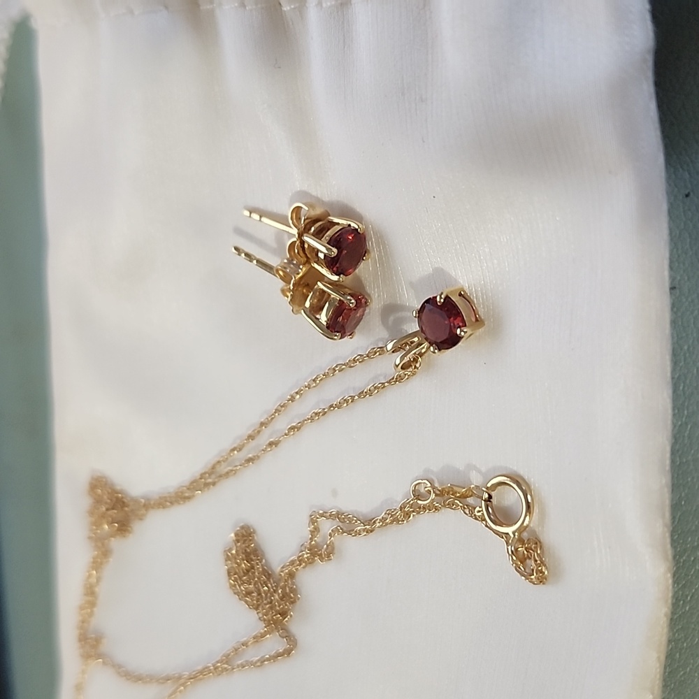 Garnet January Birthstone Necklace and Earring set